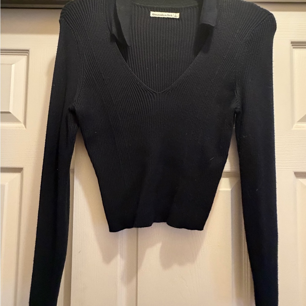 Abercrombie & Fitch Black Ribbed Crop Top